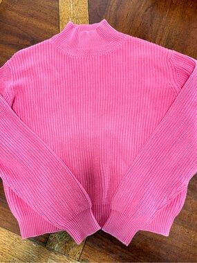 Vintage Abercrombie & Fitch Bright Coral Ribbed Cotton Crew Sweater